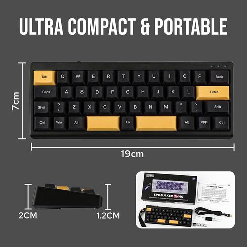 EPOMAKER TH40 40% Layout QMK/VIA Wireless Mechanical Keyboard, Hot Swappable, Bluetooth/2.4GHz/USB-C, 44 Keys Gasket Mount, RGB Backlit (Black, Wisteria Linear Switch) in Saudi Arabia