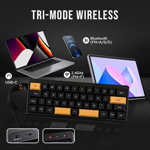 EPOMAKER TH40 40% Layout QMK/VIA Wireless Mechanical Keyboard, Hot Swappable, Bluetooth/2.4GHz/USB-C, 44 Keys Gasket Mount, RGB Backlit (Black, Wisteria Linear Switch) in Saudi Arabia