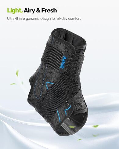 Ankle Brace for Women Men, Lace Up Ankle Brace with Reinforced Metal Support and 3D Silicone Pad, Lightweight Ankle Stabilizer for Running, Basketball, Volleyball, Achilles, Tendon, Sprain, Blue M (8"-9"/9"-10") in Saudi Arabia