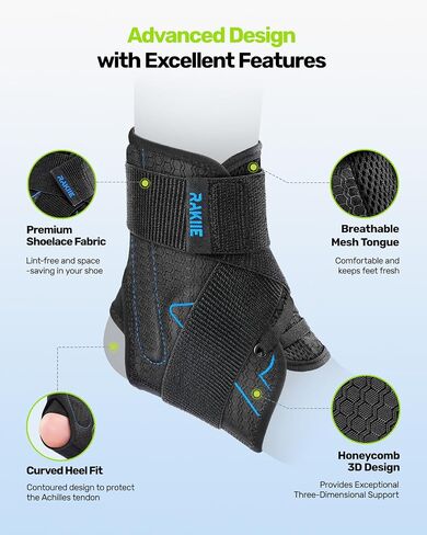 Ankle Brace for Women Men, Lace Up Ankle Brace with Reinforced Metal Support and 3D Silicone Pad, Lightweight Ankle Stabilizer for Running, Basketball, Volleyball, Achilles, Tendon, Sprain, Blue M (8"-9"/9"-10") in Saudi Arabia