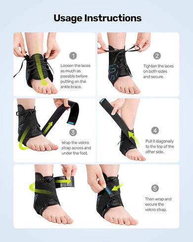 Ankle Brace for Women Men, Lace Up Ankle Brace with Reinforced Metal Support and 3D Silicone Pad, Lightweight Ankle Stabilizer for Running, Basketball, Volleyball, Achilles, Tendon, Sprain, Blue M (8"-9"/9"-10") in Saudi Arabia