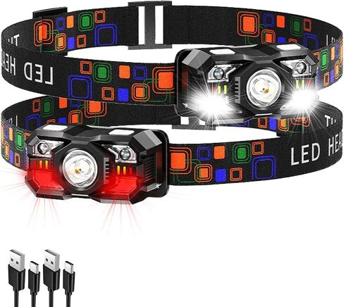 KunHe 4 Pack Headlamp Flashlight Head Lamps led Rechargeable Headlight Motion Sensor Head Lamp 10 Mode for Outdoor Camping Gear Hiking Fishing Running Cycling Headlight Christmas Gift in Saudi Arabia