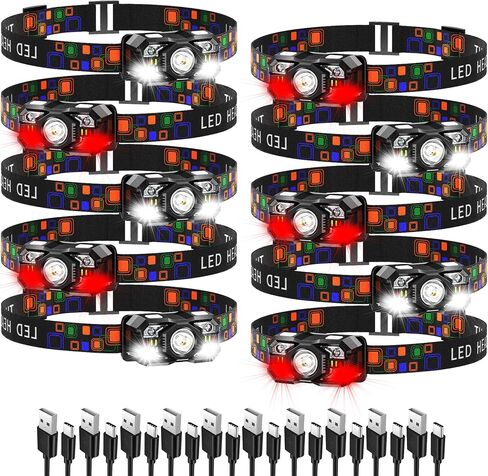 KunHe 4 Pack Headlamp Flashlight Head Lamps led Rechargeable Headlight Motion Sensor Head Lamp 10 Mode for Outdoor Camping Gear Hiking Fishing Running Cycling Headlight Christmas Gift in Saudi Arabia