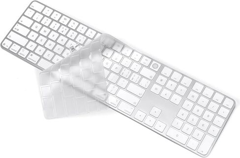 Keyboard Cover Skin for 2021 Apple iMac 24 inch Magic Keyboard with Touch ID, iMac 24 inch 2021 Accessories, Ultra Thin TPU Apple iMac 24 inch A2449 Waterproof Keyboard Protector-Clear/Transparent in Kuwait