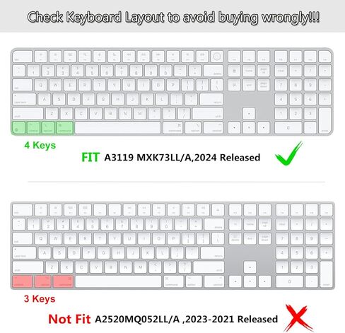 Keyboard Cover Skin for 2021 Apple iMac 24 inch Magic Keyboard with Touch ID, iMac 24 inch 2021 Accessories, Ultra Thin TPU Apple iMac 24 inch A2449 Waterproof Keyboard Protector-Clear/Transparent in Kuwait