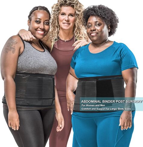 Abdominal Binder Post Surgery Plus Size | Postpartum Belly Band Wrap | Post C Section Belly Binder | Stomach Compression Hernia Belt For Men or Women Hernia Surgery, Natural Birth, Abdominal Injuries,Hysterectomy (2XL/3XL) in Kuwait