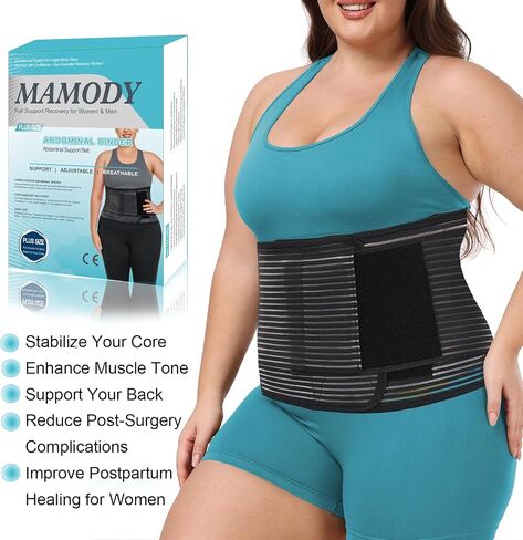 Abdominal Binder Post Surgery Plus Size | Postpartum Belly Band Wrap | Post C Section Belly Binder | Stomach Compression Hernia Belt For Men or Women Hernia Surgery, Natural Birth, Abdominal Injuries,Hysterectomy (2XL/3XL) in Kuwait