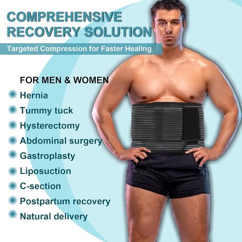 Abdominal Binder Post Surgery Plus Size | Postpartum Belly Band Wrap | Post C Section Belly Binder | Stomach Compression Hernia Belt For Men or Women Hernia Surgery, Natural Birth, Abdominal Injuries,Hysterectomy (2XL/3XL) in Kuwait