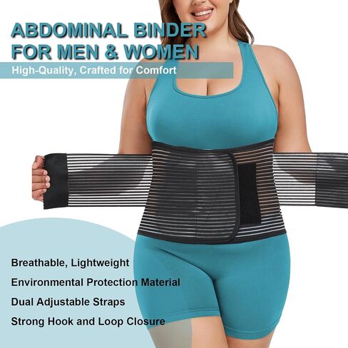 Abdominal Binder Post Surgery Plus Size | Postpartum Belly Band Wrap | Post C Section Belly Binder | Stomach Compression Hernia Belt For Men or Women Hernia Surgery, Natural Birth, Abdominal Injuries,Hysterectomy (2XL/3XL) in Kuwait