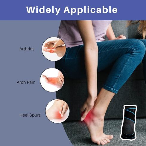 Ankle Brace Foot Support: Plantar Fasciitis and Achilles Tendonitis Relief, Heel Support for Men and Women with Strap for Foot Swelling and Compression (Single, Black Blue, Medium) in Kuwait