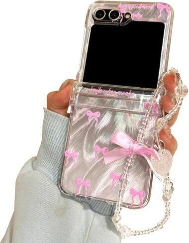بالنسبة إلى Samsung Galaxy Z Flip 5 Case Paper Laser Laser Paper ، فتيات ، و CANTE CASE CASE BOY BEADS ، واقي مفصلي ، وغطاء بريق امرأة أنيقة لـ Samsung Z Flip 5 -pink in Kuwait