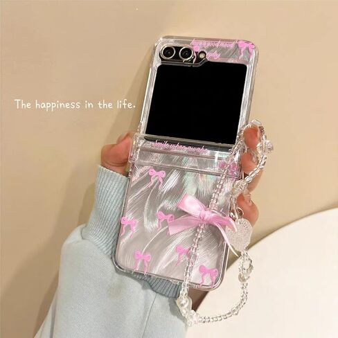 بالنسبة إلى Samsung Galaxy Z Flip 5 Case Paper Laser Laser Paper ، فتيات ، و CANTE CASE CASE BOY BEADS ، واقي مفصلي ، وغطاء بريق امرأة أنيقة لـ Samsung Z Flip 5 -pink in Kuwait