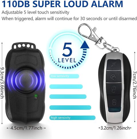 Bike Alarm with Remote USB Rechargeable 115dB Anti-Theft Vibration Motion Bicycle Alarm IPX5 Waterproof Vehicle Security Alarm System for Bike Motorcycle Electric Scooter in Saudi Arabia