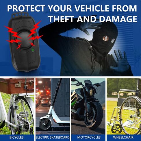 Bike Alarm with Remote USB Rechargeable 115dB Anti-Theft Vibration Motion Bicycle Alarm IPX5 Waterproof Vehicle Security Alarm System for Bike Motorcycle Electric Scooter in Saudi Arabia