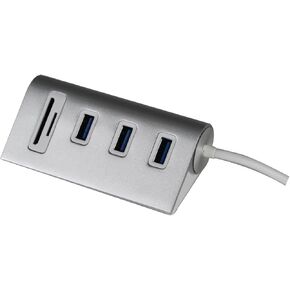 3 Port USB Hub with 2 SC Card Slots Silver