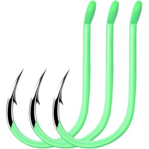 10PCS Glow Fishing Hook Siwash Hook - Trout Fishing Gear, Sea Bass Fishing Supplies, Fly Tying Hooks, Circle Hooks Saltwater & Fresh Water, Sizes 1#-15#