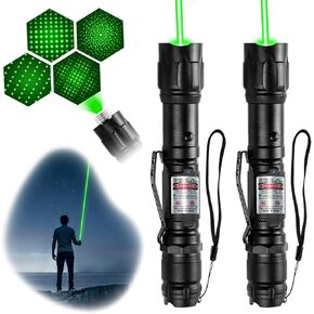 [2 Packs] Rechargeable Professional Green Light Flashlight Long Distance Range for TV/LED/LCD Screens Tactical Flashlights Presentation Office/Outdoors/Astronomic/Construction [003]