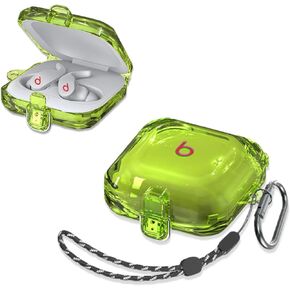 SKPY [Clear Purple with Lock] Shock-Absorption Case Compatible with Beats Fit Pro with Carabiner/Lanyard Accessories Full Body Cover for Boys Girls Womens Mens Teens