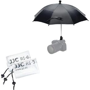 2PCS Camera Rain Cover + Camera Rain Umbrella：Camera Lens Rain Cover Raincoat Clear Sleeve with DSLR Mirrorless Camera Hot Shoe Umbrella