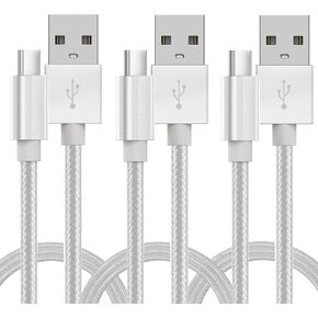 TALK WORKS كابل USB C بطول 6 أقدام شاحن هاتف Android من النايلون الفاخر المضفر عالي التحمل من النوع C سلك شحن سريع لهاتف Samsung Galaxy S21 / S20 / S10 / S9 / S8، Note، Pixel، Nintendo Switch - ذهبي