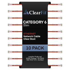 Slim 10 Pack - 1ft Cat6 28AWG Ethernet Patch Cable, Network, Clear Boot, Cat 6 Internet, Data Center Rated, Black, 1 Foot, by UNC Group