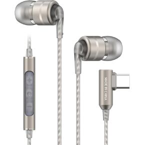 SoundMAGIC E80D Digital USB C Headphones - Type C Wired Earbuds with Microphone HiFi Stereo Earphones Powerful Bass Noise Isolating Compatible with Android Device, Gunmetal