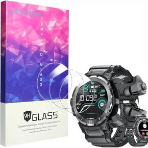 GT100 Military Smart Watch Screen Protector, [3 Pack] 9H Tempered Glass Screen Protector Film Compatible for FANCHENGZI GT100 1.46 Inches Military Smart Watch (3 Pack)