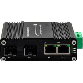 2-Port Gigabit Ethernet Switch with Dual SFP Ports - Industrial-Grade Unmanaged Switch, 12~48VDC Redundant Power, DIN-Rail or Wall Mount, Rugged Metal Design