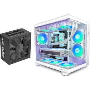 MUSETEX Y6 PC CASE ATX 6 PWM ARGB Fans Pre-Installed Bundled 1000W PC Power Supply