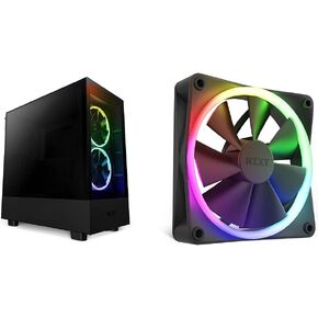 NZXT H5 Elite Compact ATX Mid-Tower PC Gaming Case - Cable Management - 2 x 140mm RGB Fans - Black & F120 RGB Fan - Whisper Quiet Cooling - 120mm - RF-R12SF-B1