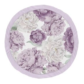 Sweet Jojo Designs Blush Pink, Grey and White Shabby Chic Playmat Tummy Time Baby and Infant Play Mat for Watercolor Floral Collection - Rose Flower