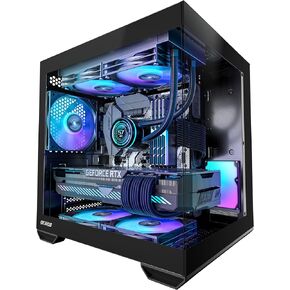 MATX PC Case, Top 240mm Radiator Support, 5 PCIe Slots for Max GPU Cooling, Extra Space for 160mm PSU & Easy Cable Management, 3×120mm ARGB Fan with Controller (Non-PWM), Type-C, Mirage 4 Black