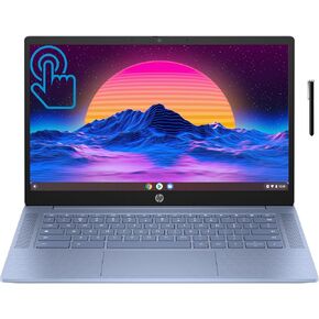 HP Touch 14a Chromebook in Caribbean Blue 14in HD Intel Quad Core up to 3.4Ghz 4GB DDR5 128GB Storage WiFi Webcam 4K Grahics Chrome OS Backlit Keyboard Pen (14a-nf – Renewed)