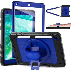 Case for iPad 6th/5th Generation 9.7'' with Screen Protector Pencil Holder [360 Rotating Hand Strap] &Stand, Drop-Proof Case for iPad 6th/5th/ Air 2/ Pro 9.7(Black)