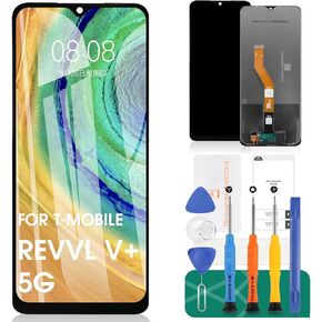 for T-Mobile REVVL V+ Plus 5G LCD Screen Replacement Touch Display Digitizer Assembly Replacement Repair Parts with Tools (Black)