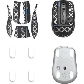 Mouse Grip Tape for Logitech MX Anywhere 3/3S, Rounded Curved Edges Mouse Feet Skates,Self-Adhesive PreCut Sweat-Resistant Professional Mice Upgrade Kit(Foot pad + Black Mouse Grip Tape)