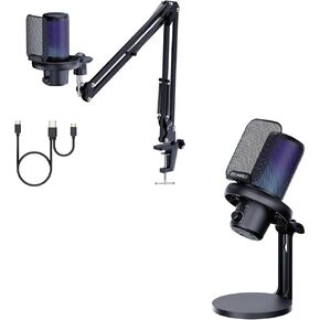 FEELWORLD VM1 White Gaming PC USB Microphone Condenser Mic