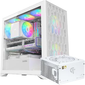 SAMA V Mesh Mid-Tower ATX Case & SAMA White GT750W Power Supply
