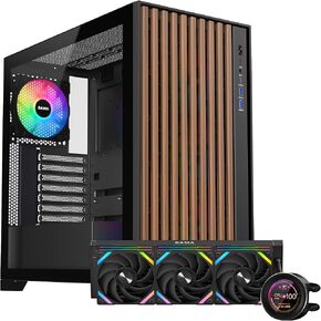 SAMA ATX PC Case,Tempered Glass Mid Tower Case & SAMA Q60 CPU AIO Water Cooler