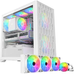SAMA V Mesh Mid-Tower ATX Case & SAMA SI360 White Liquid Cooler