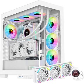 SAMA NEVIEW 4503 White Mid Tower PC Case & SAMA Q70 White CPU Liquid Cooler
