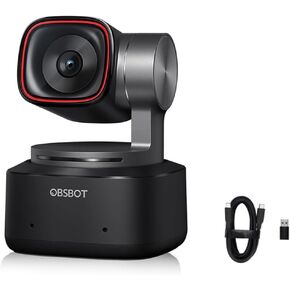 Obsbot Tiny 2 AI Webcam 4K ، 1/1.5 "مستشعر ، 60 إطارًا في الثانية ، التركيز التلقائي و HDR | PTZ صوت/إيماءات ، تتبع الذكاء الاصطناعي | مثالي للبث ، والاجتماعات ، الكمبيوتر (كاميرا ويب USB)