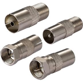 2PCS TV Aerial Coaxial Cable Adapter F Type Female to TV Male Adapter DVB-T T2 TV Tuner Antenna Adapter HD TV for TV Ariel BK LED 4K 3D UHD TV