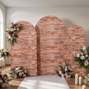 Gogoparti 7.2FT Rustic Wood Arch With Spandex Fitted Cover - Round Top Chiara Backdrop Stand for Birthday Party, Baby Shower, or Banquet Decoration