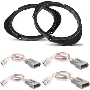 NuIth 5"x7" / 6"x8" to 6.5" Door Speaker Spacer Bracket Adapter + Door Speaker Wiring Adapter for Ford/Lincoln/Mercury