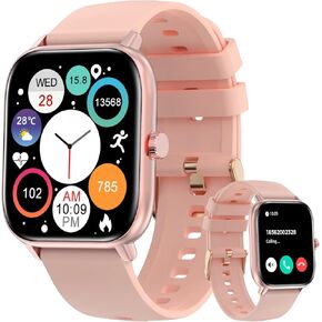 Bebinca Smart Watches for Women Men(Dial/Answer Calls) with Heart Rate/Sleep/Blood Oxygen Monitor, Voice Assistant Compatible with Samsung iPhone Android Phones, IP68 Waterproof(Pink)