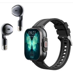 SmartWatch Bluetooth Call 2 in 1 with Earbuds, 2 in 1 SmartWatch with Bluetooth Headphones, 2" Large Screen, with Fitness Tracker and Multi Sport Modes, Compatible Men and Women (Black).