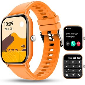 WalkerFit Smart Watch for Woman Man: 2'' Big Screen Android Smart Watch - Fitness Watch Woman, Waterproof Activity Tracker Smartwatch, Pedometer Heart Rate Monitor (Orange, Universal)