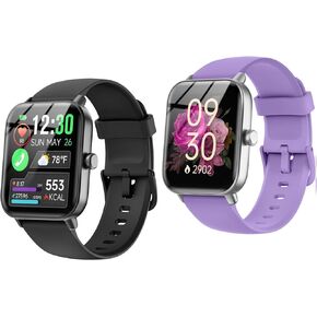 Smart Watch for Women Men, Bluetooth Call Fitness Smartwatch for Women/Men,Compatible Android iOS, Ideas Gift on Christmas, New Year IDW19 Black and Purple