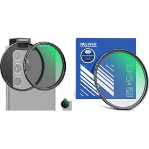 NEEWER CPL Filter for Phone, 67mm Camera Lens Polarizing Filter with Metal Cold Shoe Phone Clip Compatible with iPhone and 67mm Black Diffusion 1/4 Filter